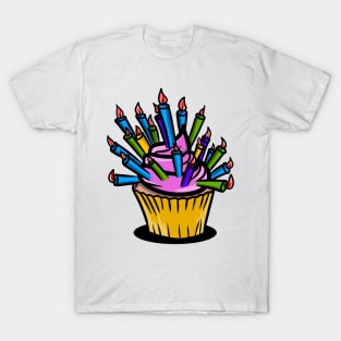 Funny cupcake with too many candles T-Shirt